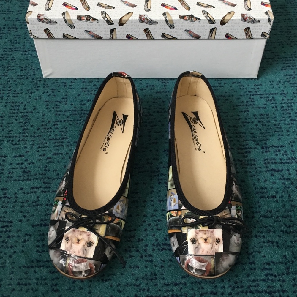 Zona Centro cat print ballet flats